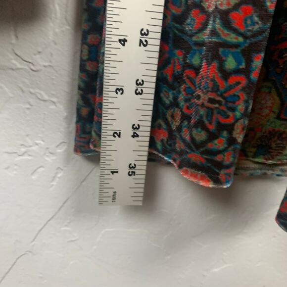 Judith March Arabian Nights Pants Medium Black Floral High Waist Flared Pull On - Picture 8 of 9